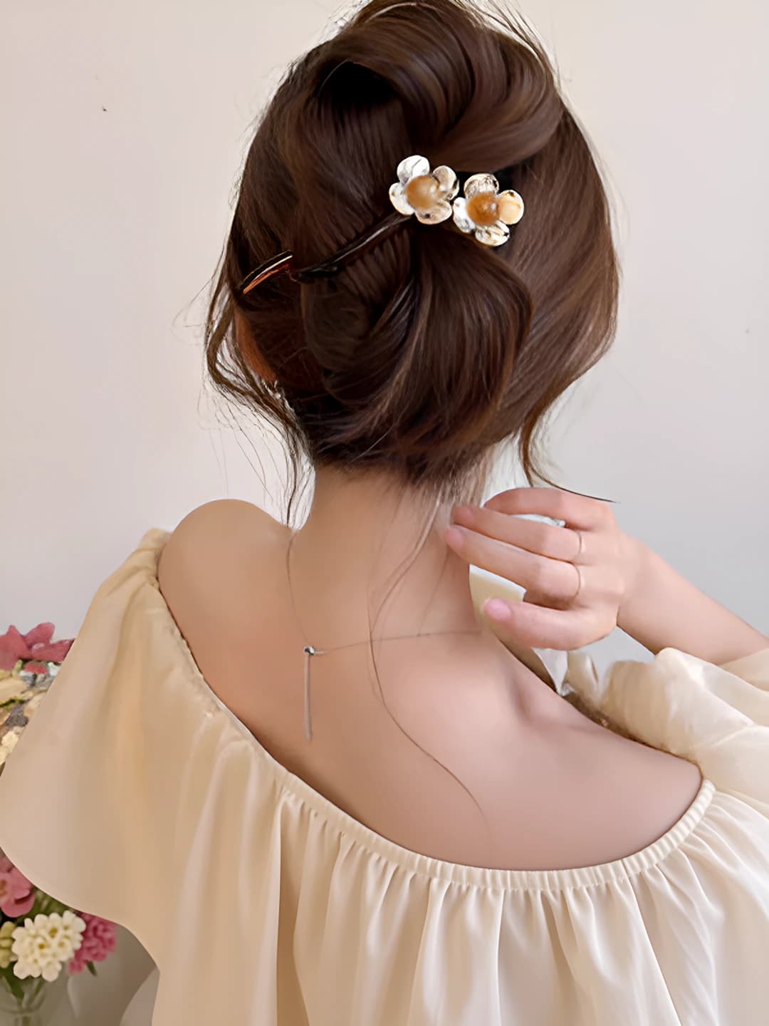 3# Абрикосовый мелкий цветочный клипс