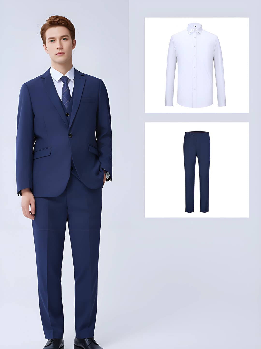 Royal Blue Men's Suit + Trousers + Shirt