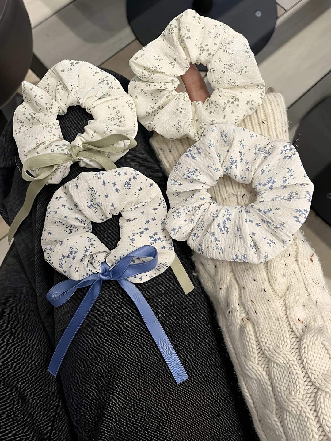 Women's stretch fabric hair ties in Korean style, handmade, with bow, high elasticity