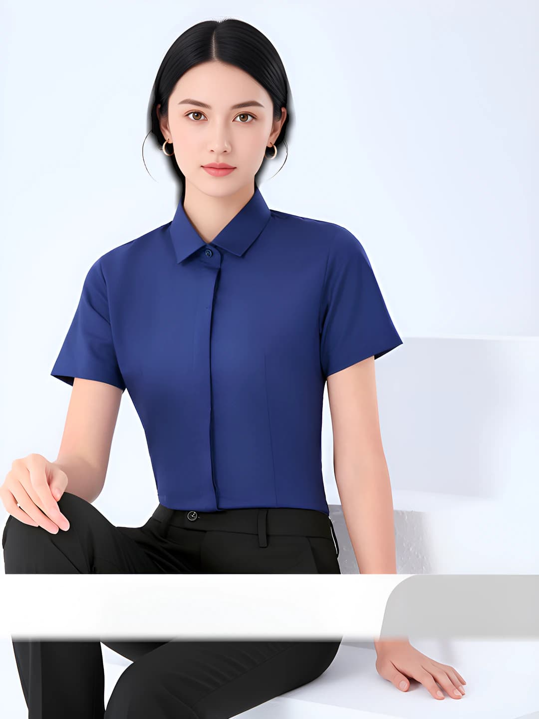 Ayol - Navy-yashil qisqa yengli ko'ylak