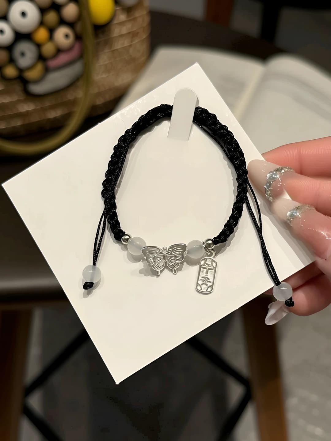 M1052 Peace butterfly bracelet, black