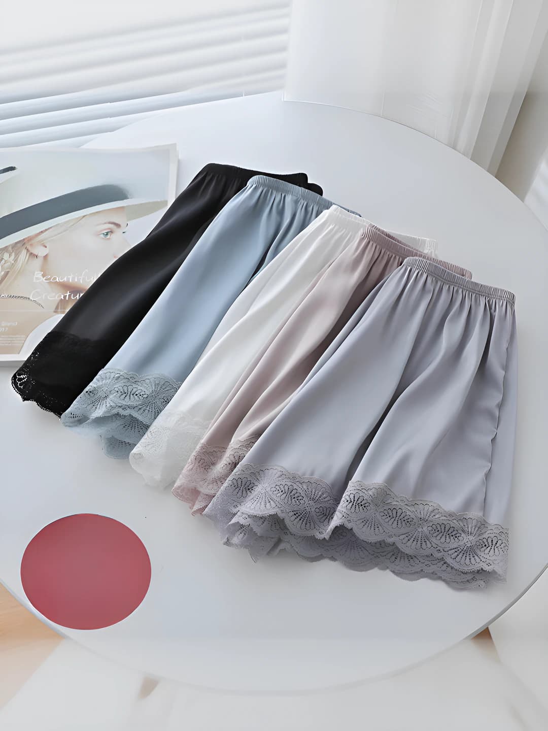 Women's lace ice-silk fabric shorts, summer, thin, breathable, loose fit, short shorts