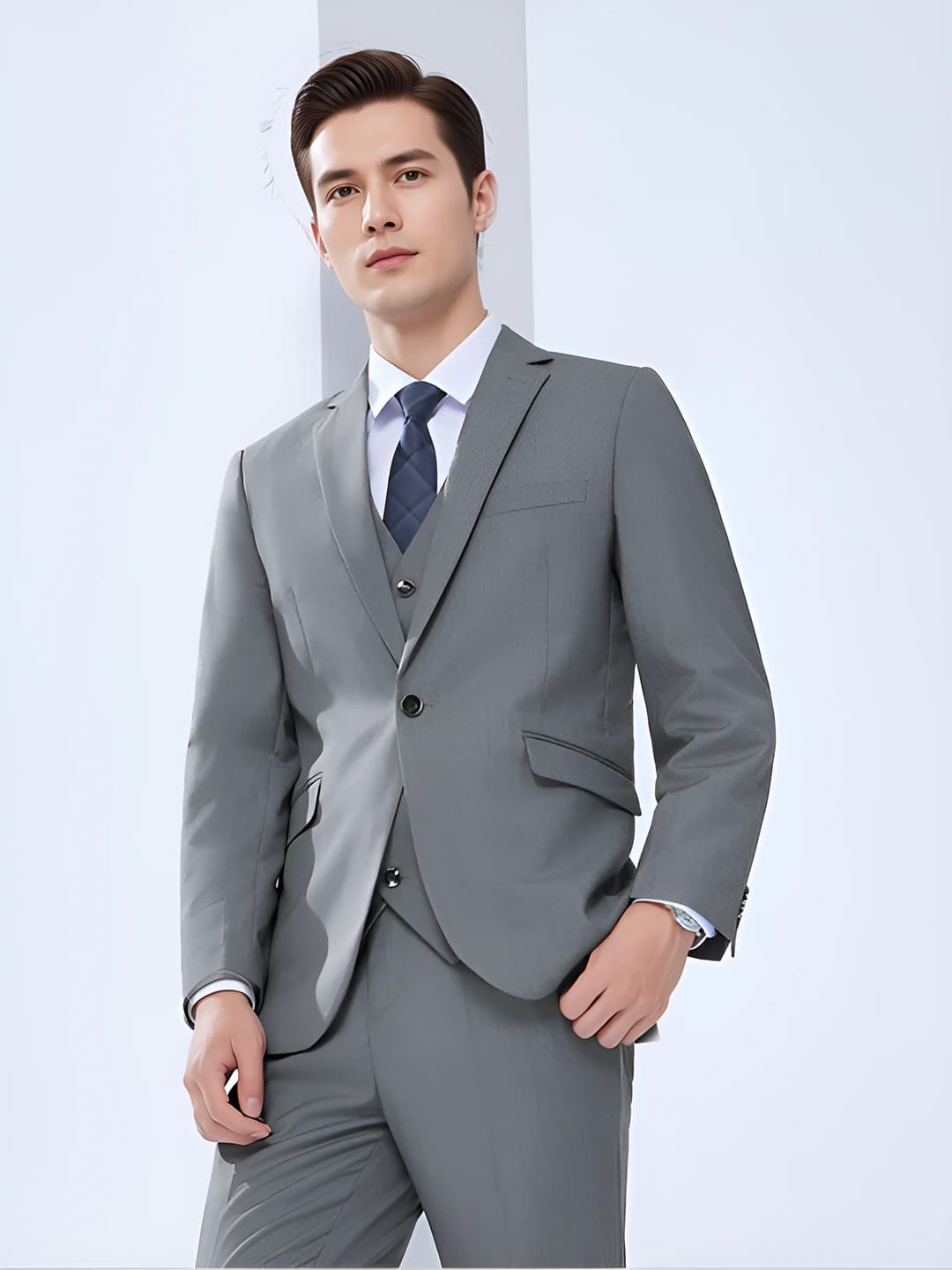 Light gray men's suit