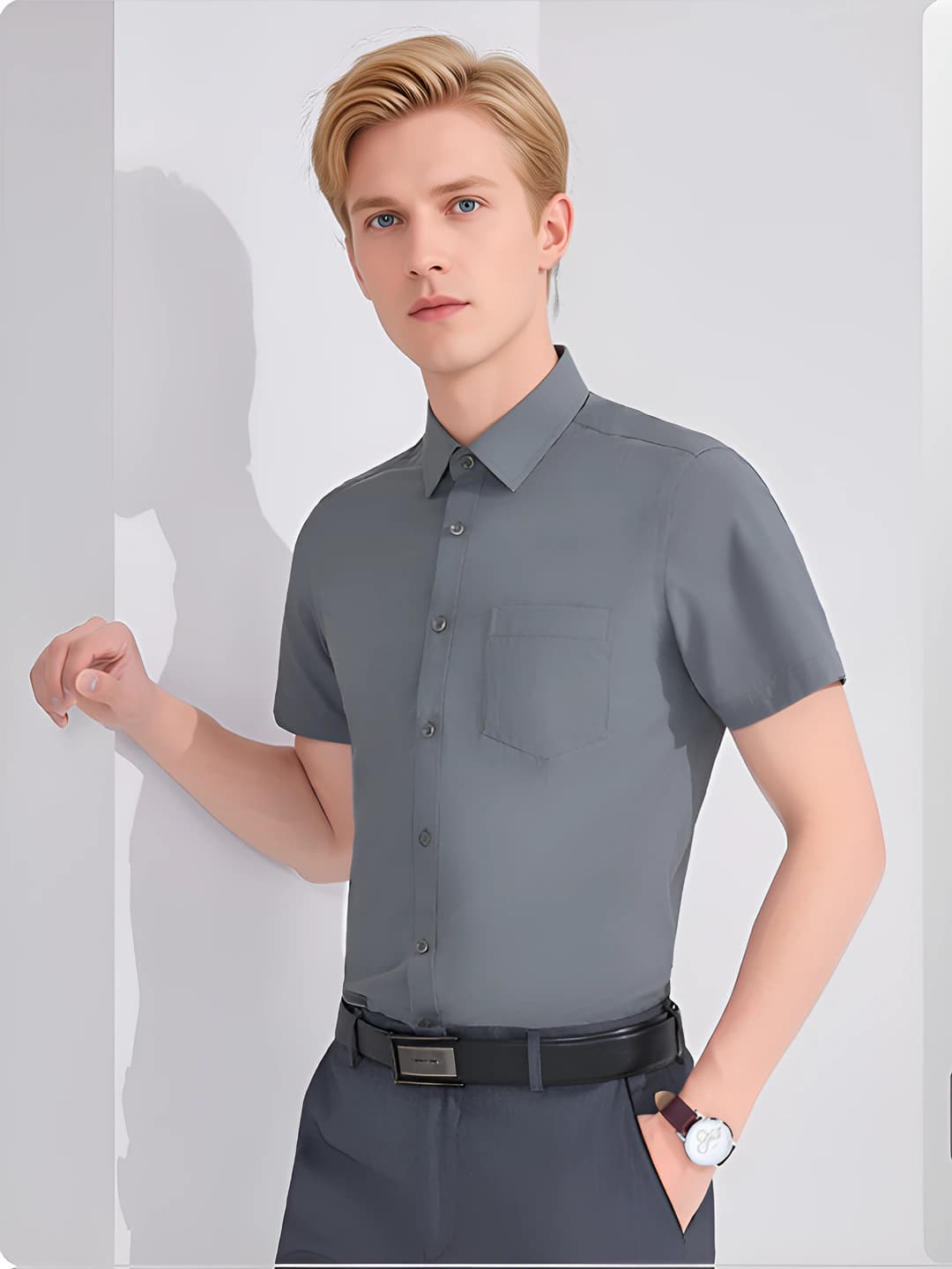 Men's Light Grey Short Sleeve