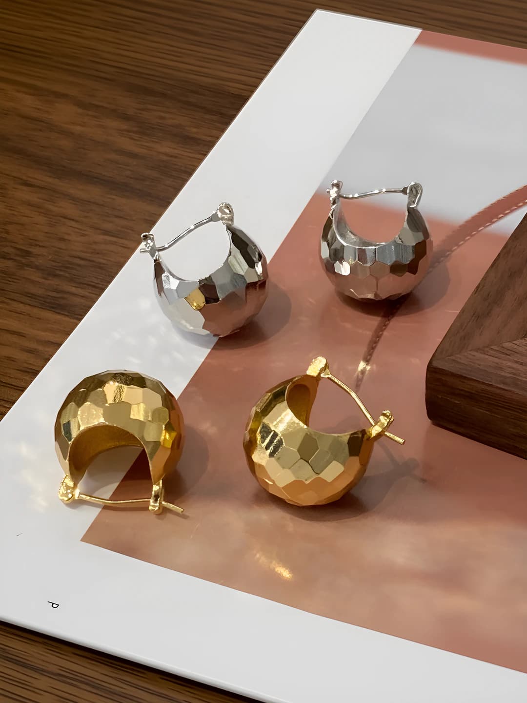 Женские серьги из меди с 18k золотым покрытием геометрической формы