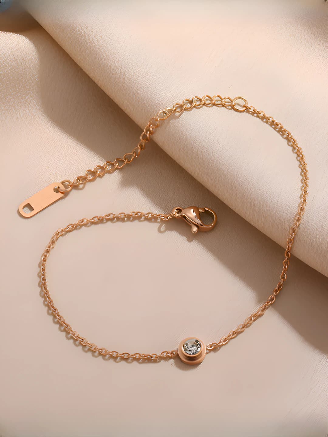Women's Korean style retro geometric bracelet, titanium steel with gold plating, rose gold