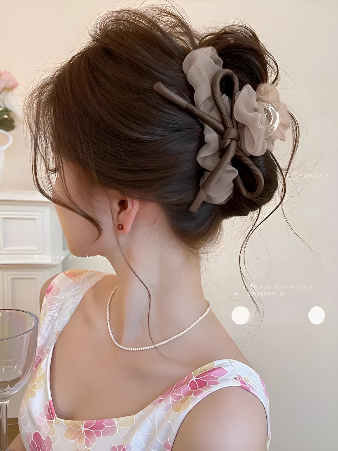 Зажим с сеткой и бантом ~13 см