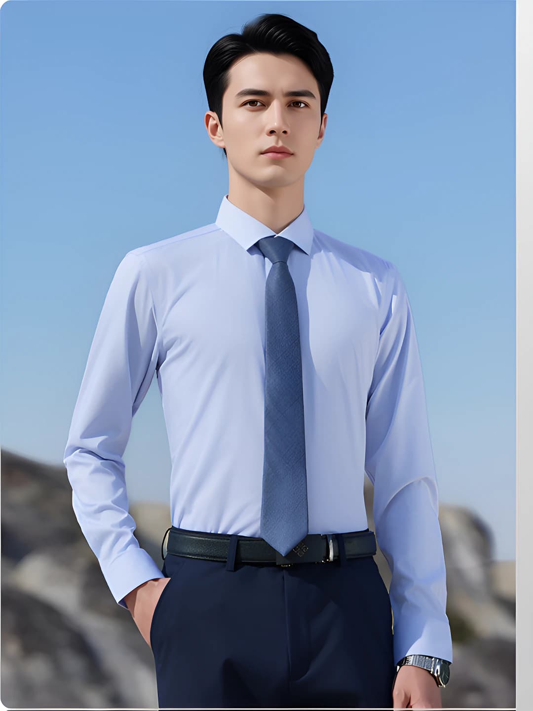 Men's Blue Houndstooth, Long