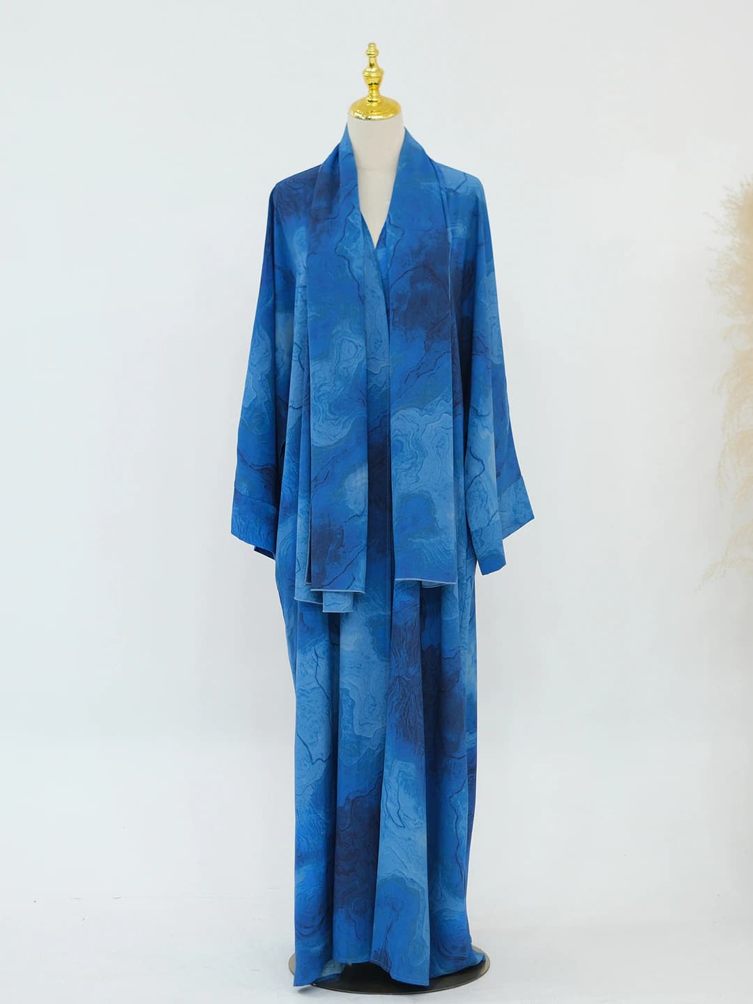 Blue Cardigan + Headscarf
