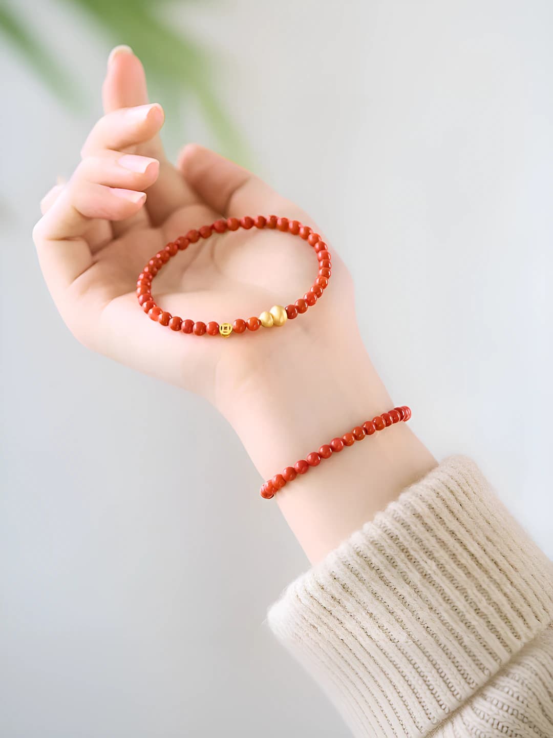 Women's 4mm natural Nanhong agate bracelet, collection grade, full color, new Chinese style gift