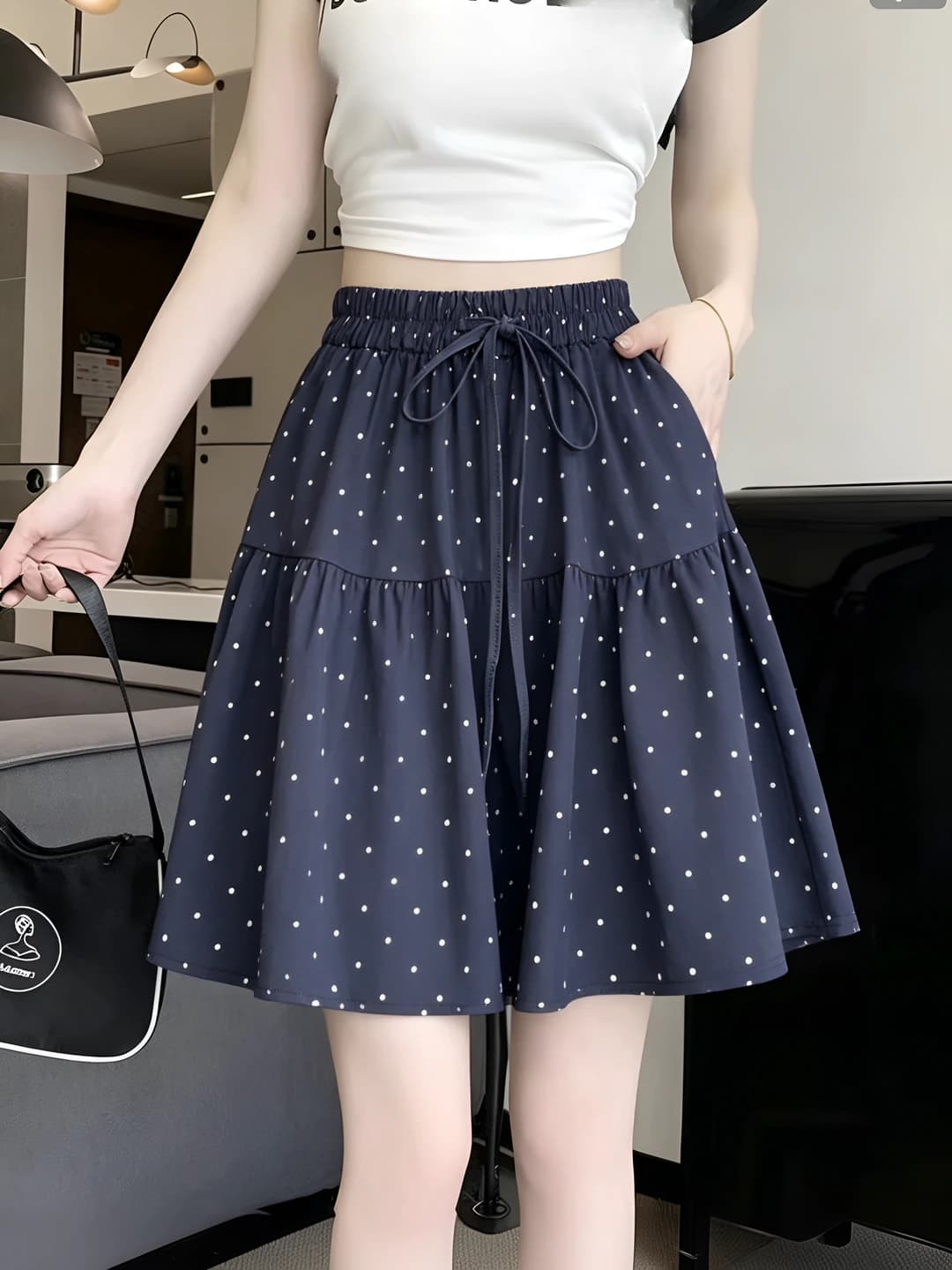 Polka dot, pocket - Sea salt navy