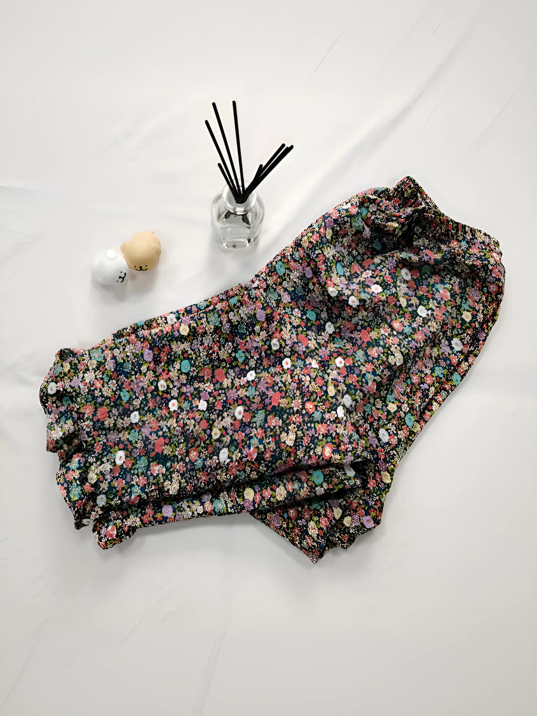 Black base, multicolour flowers 09