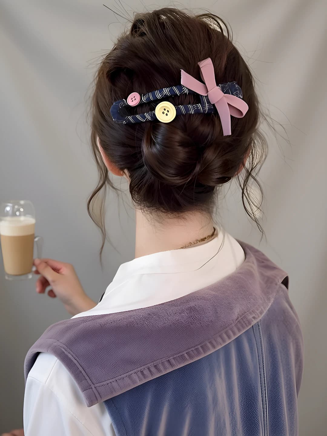 4# Розовый зажим с бантом