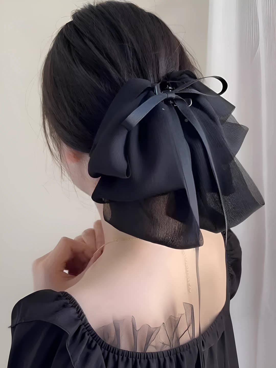 2# Black - Rectangle pony clip 15 cm
