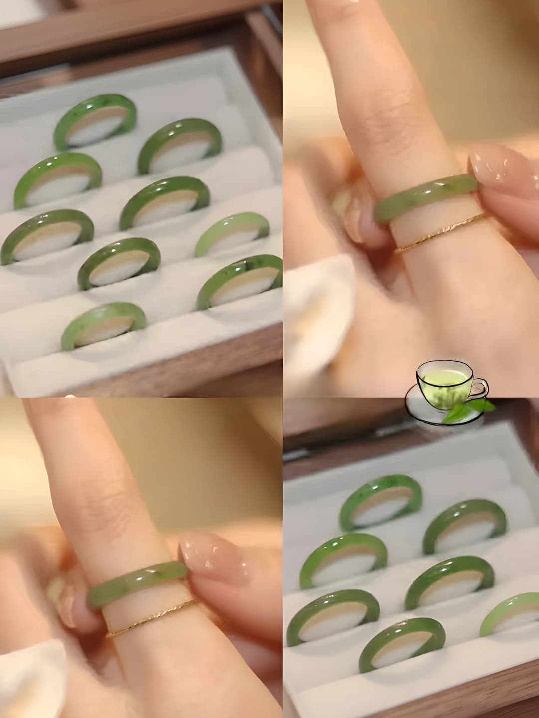 Women's handcrafted glass/glass crystal ring with geometric design