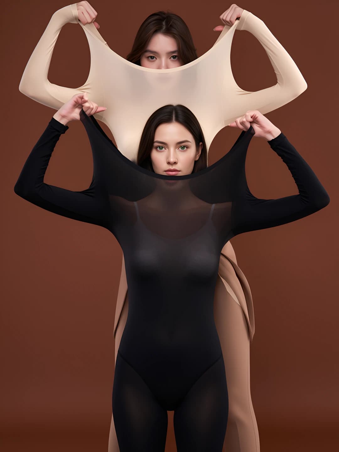 Women's thermal underwear set: ultra-thin, slim fit, slimming, warm, seamless, solid colour, long-sleeve base top and trousers