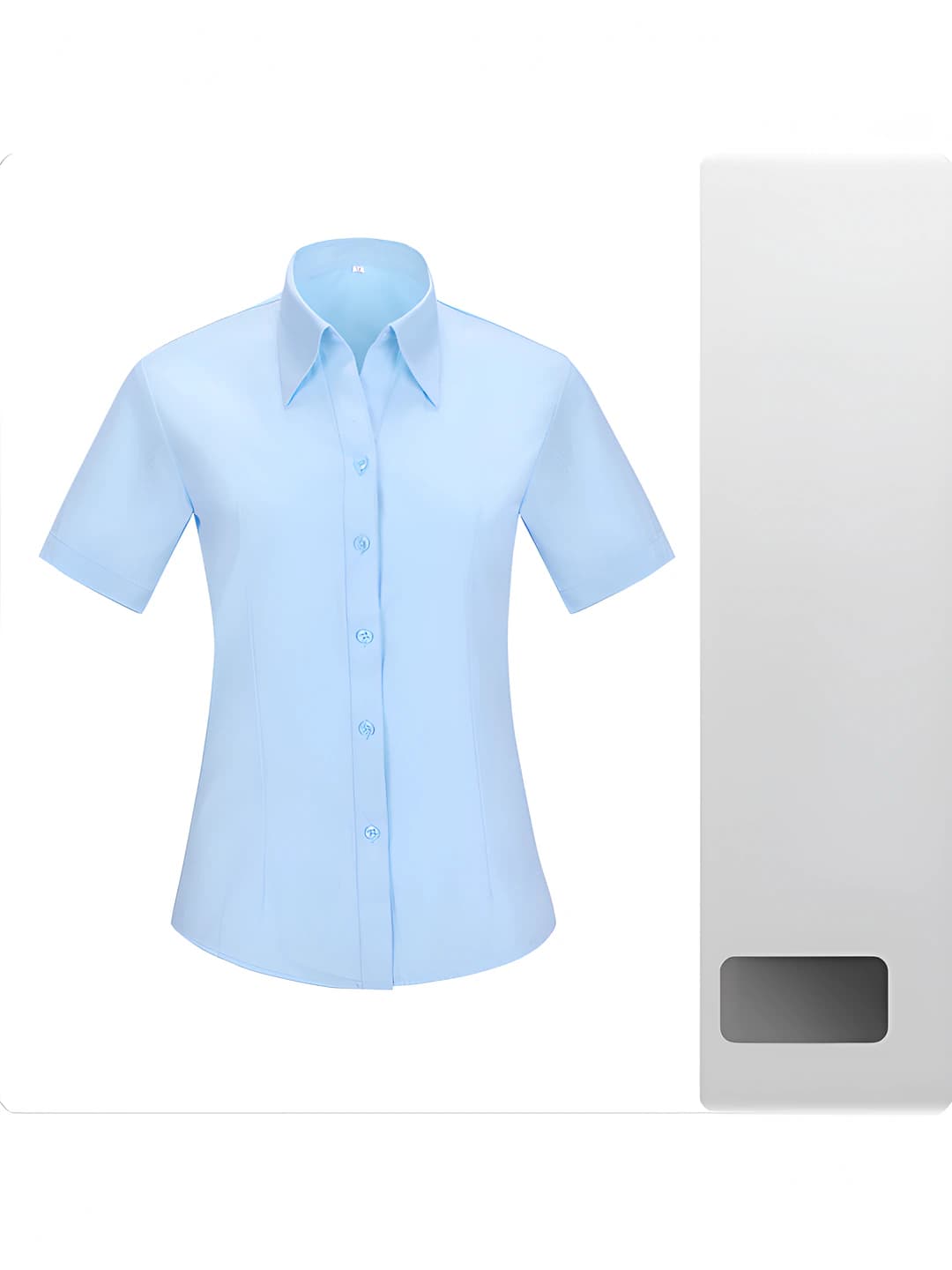 Women's V-neck medium blue short sleeve