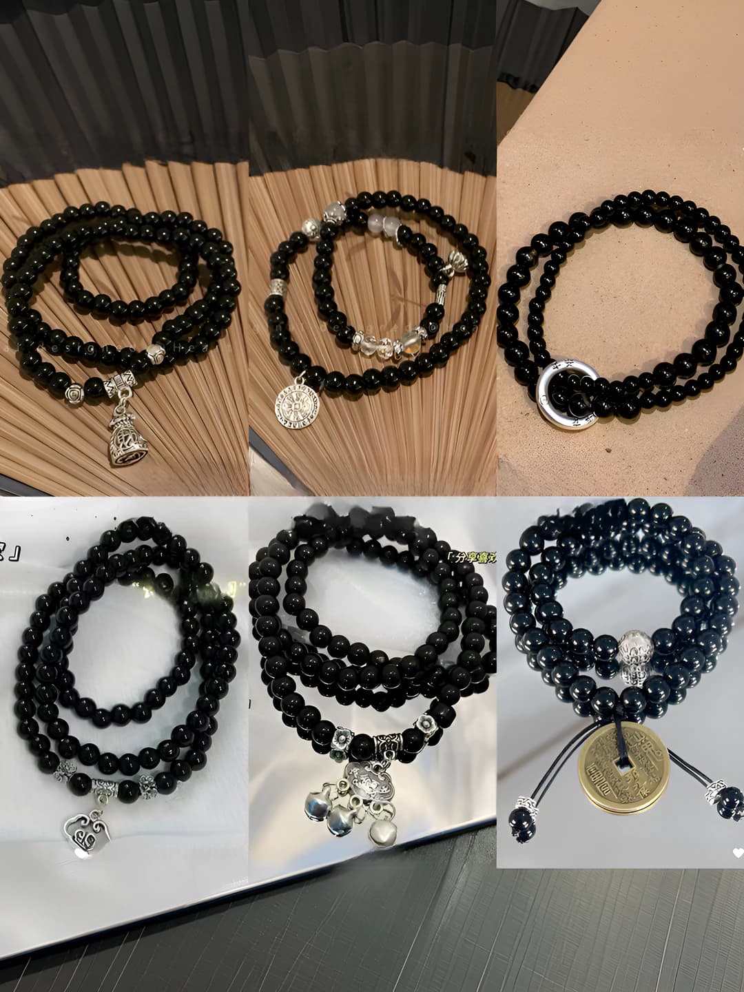 Ayollar uchun retro uslubidagi ikki qatlamli shisha chiziqli bilaguzin, xunyun dizayn elementi