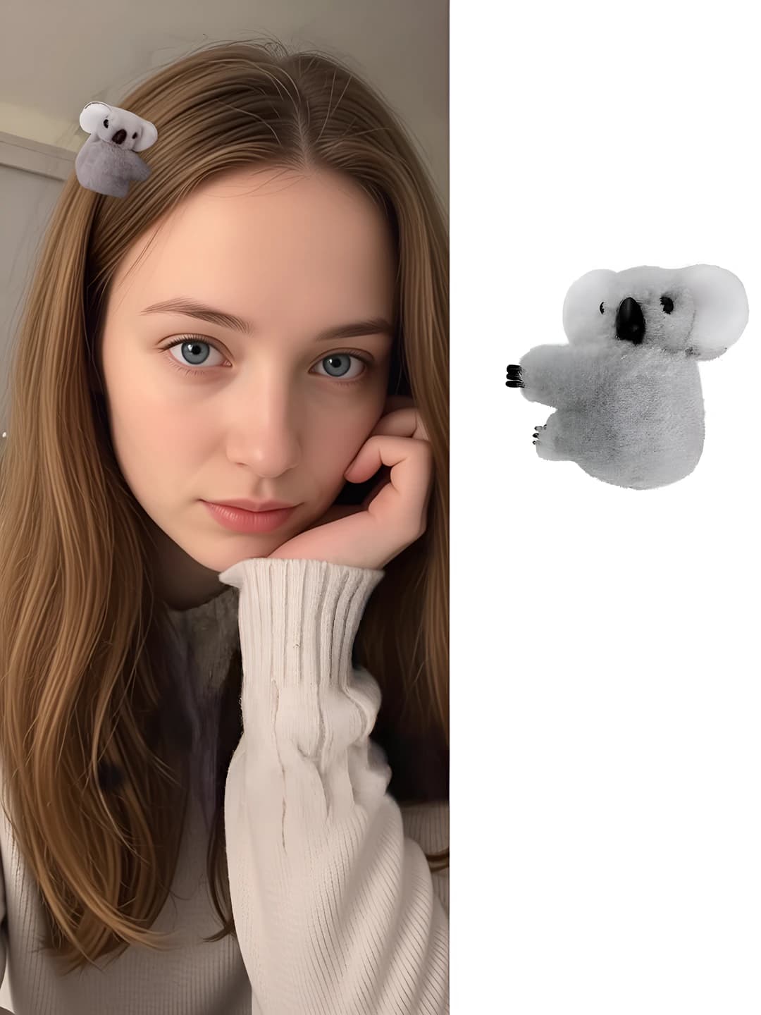 Женские заколки и гребни с плюшевым коалой, ручная работа, 3D, боковые зажимы для волос
