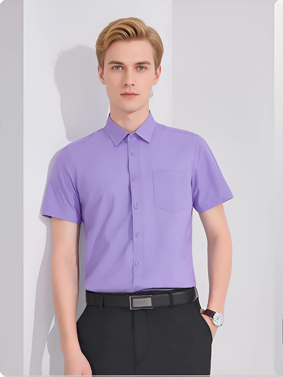 Men's purple short sleeve
