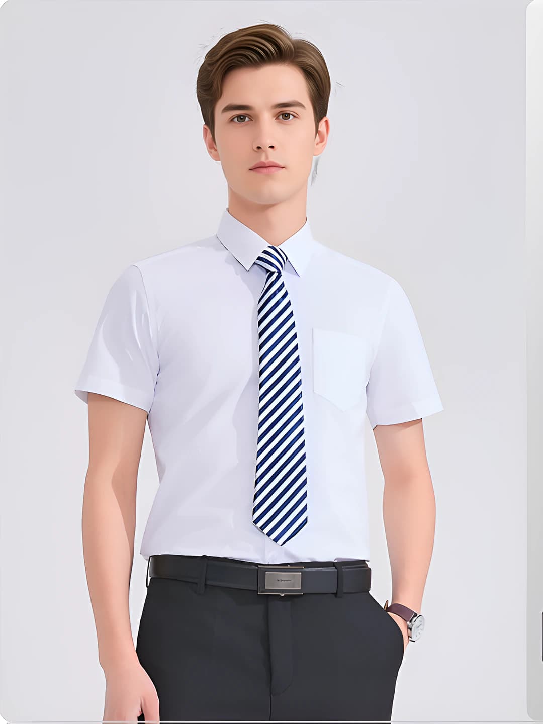 Men's white short-sleeve