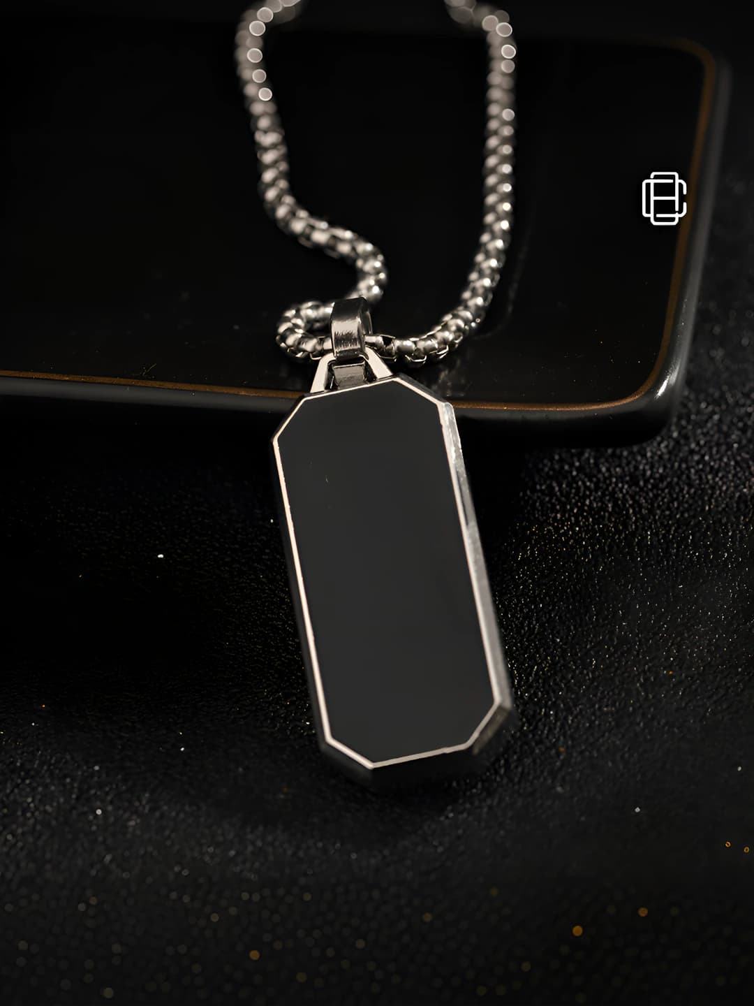 Men's and women's long bar pendant necklace in black titanium steel, hip-hop style, U-shape, cross chain, 61-70 cm
