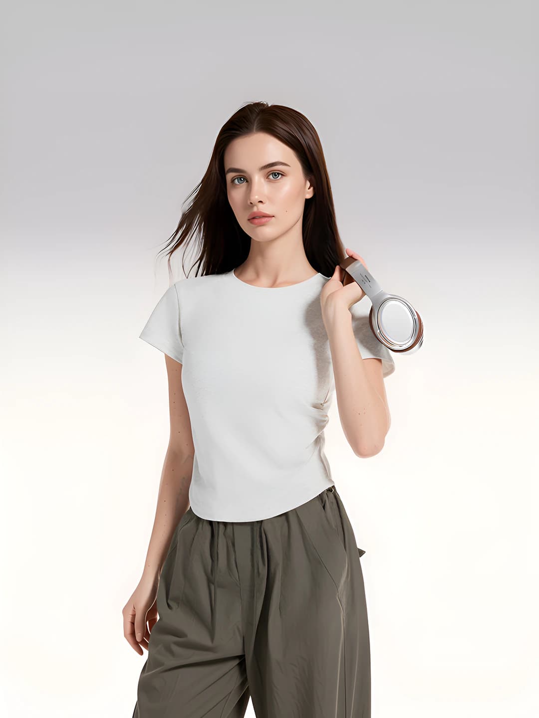 Grey with white floral, 1 pc