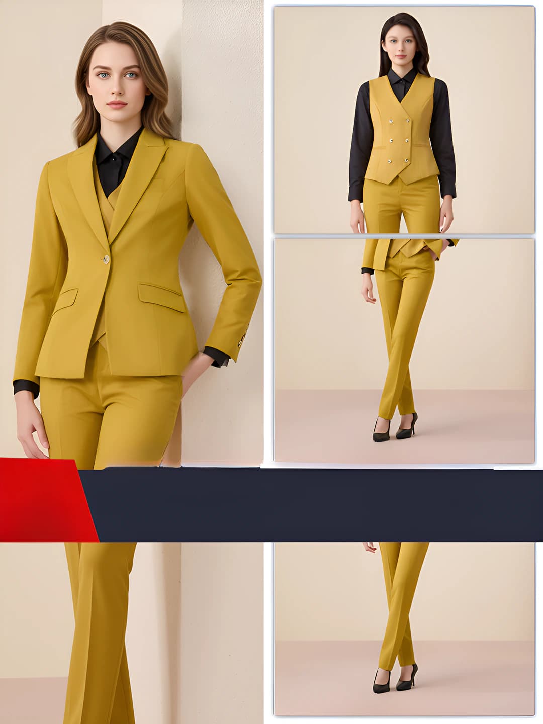 Turmeric suit + vest + trousers