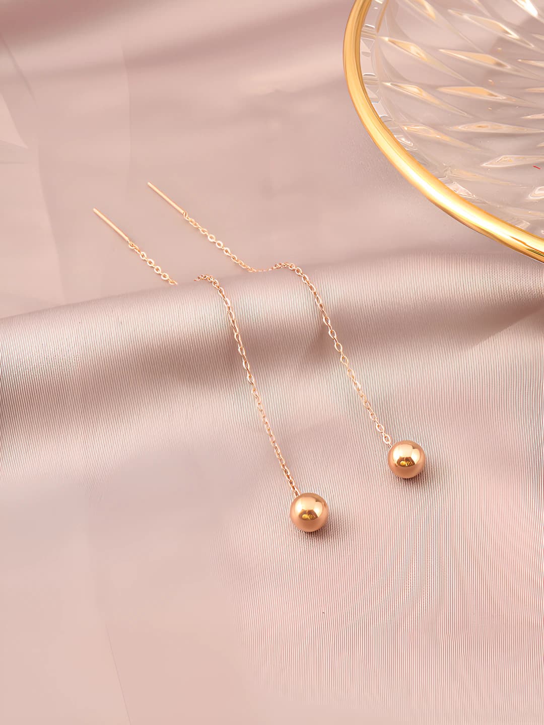 7225 - 5mm ball ear wires, rose gold
