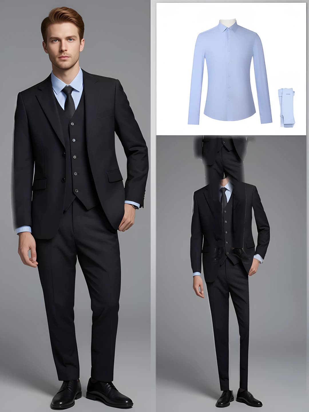 Men's black (suit + shirt + trousers)