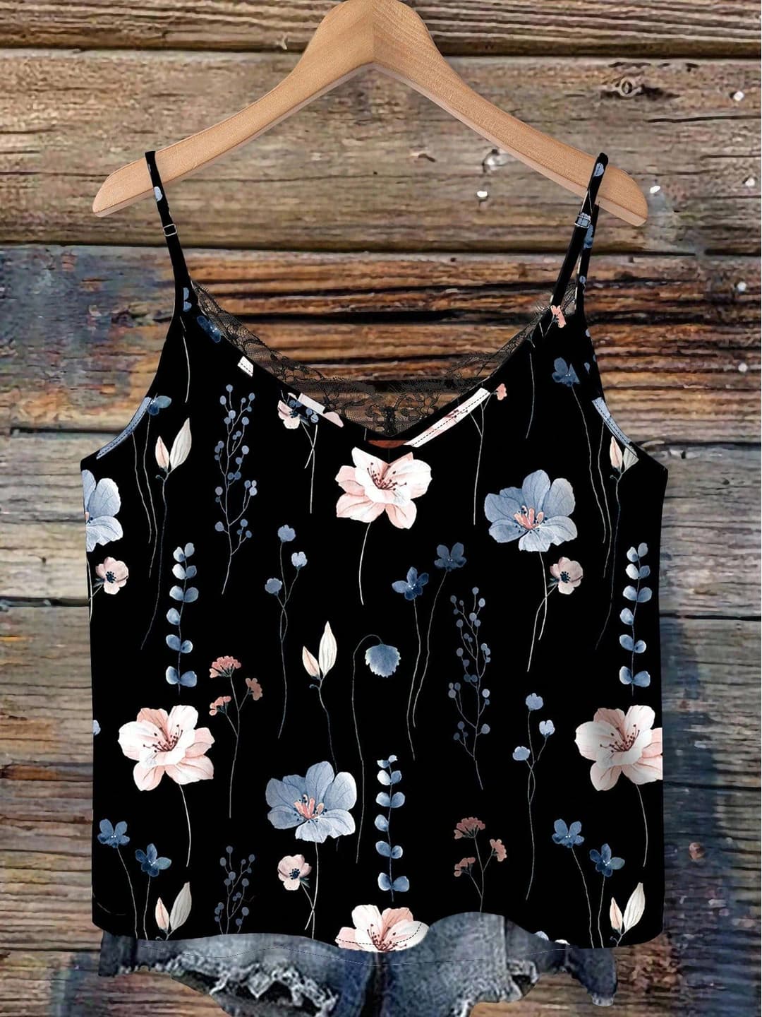 Women's retro lace camisole with V-neck, sleeveless, loose fit, cropped