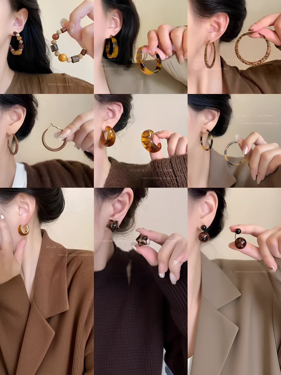 Women's autumn-winter retro leopard print teardrop earrings