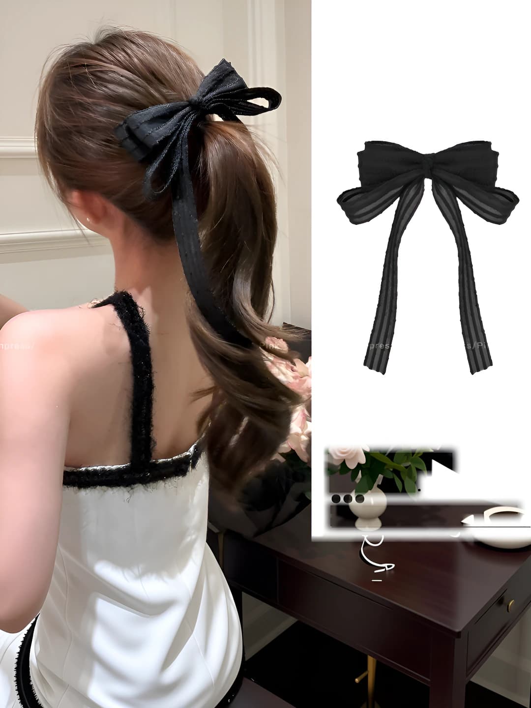 1# Кромка бабочка тень лента луна зажим (для нормальных волос) лента ~24.5cm*акрил+ткань