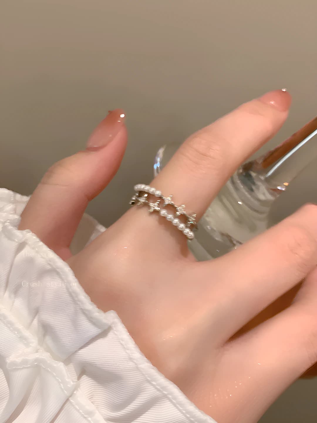 Two-layer star pearl ring for women, summer, 2026, adjustable open design