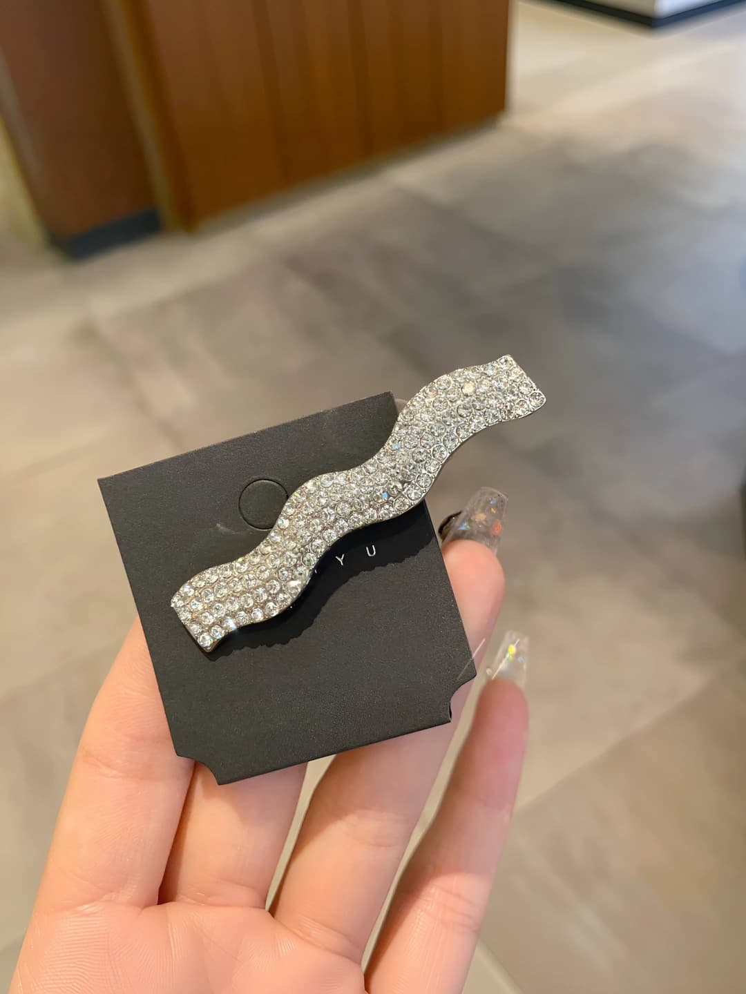 1# Wavy diamond clip, 1 pc, ~6 cm