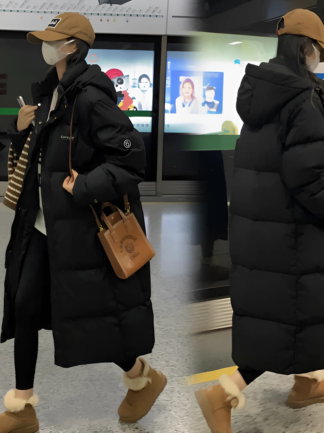 Women's long down jacket in Korean style, thickened down-alternative fill, loose fit, long sleeve, zip, winter 2026