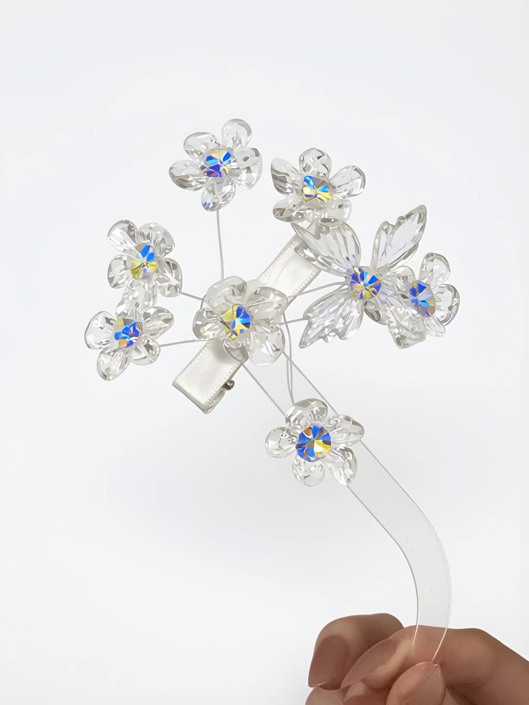 White small flower butterfly clip