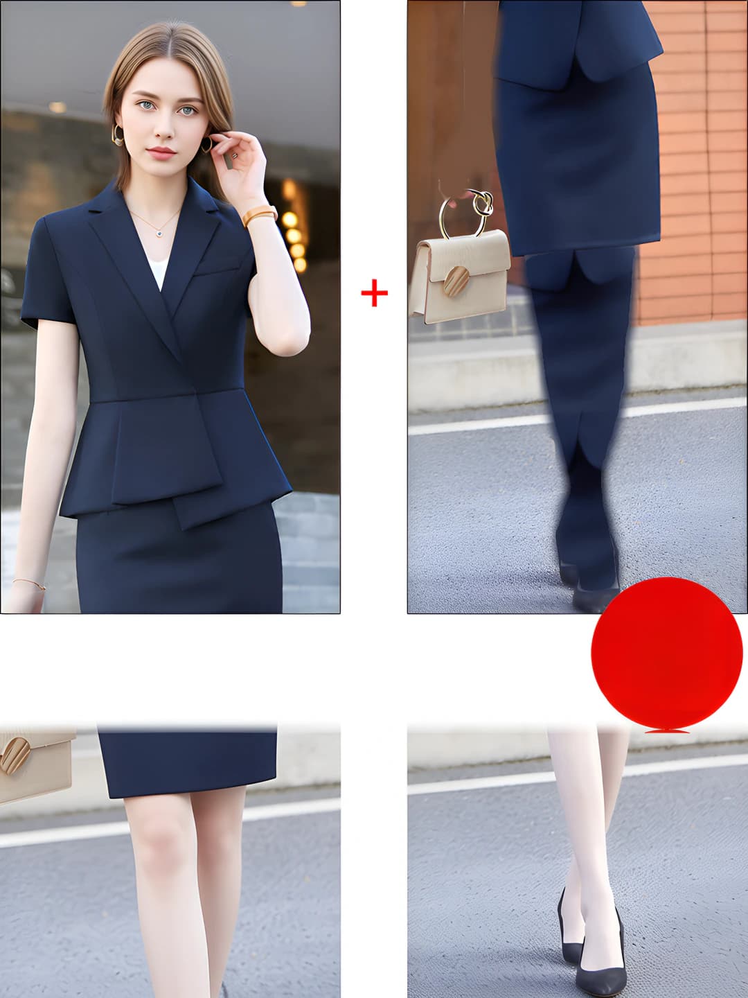 Hidden button - Blue blazer + Skirt
