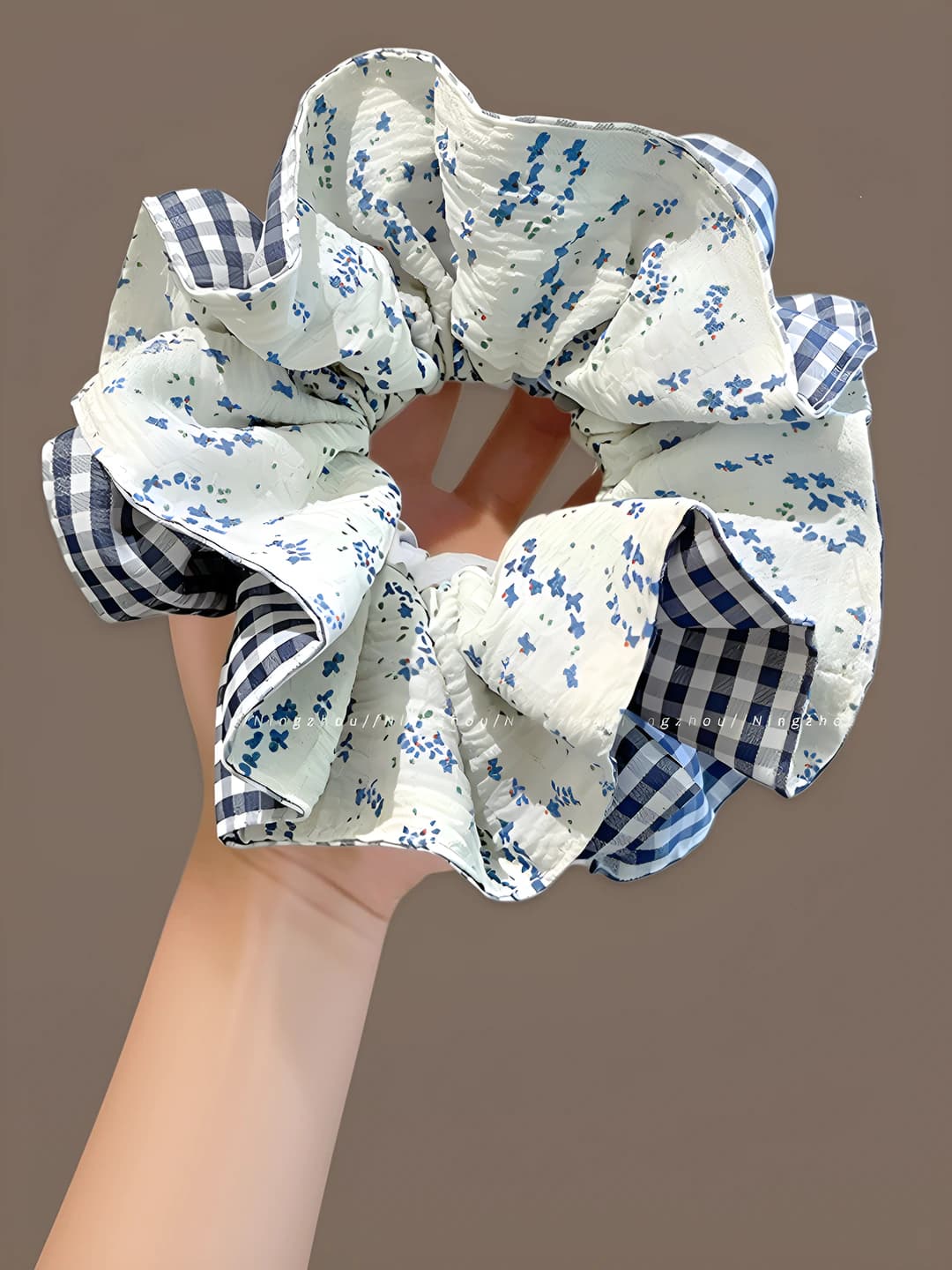 6# Ko'k mayda gulli matoli kichik ~12cm