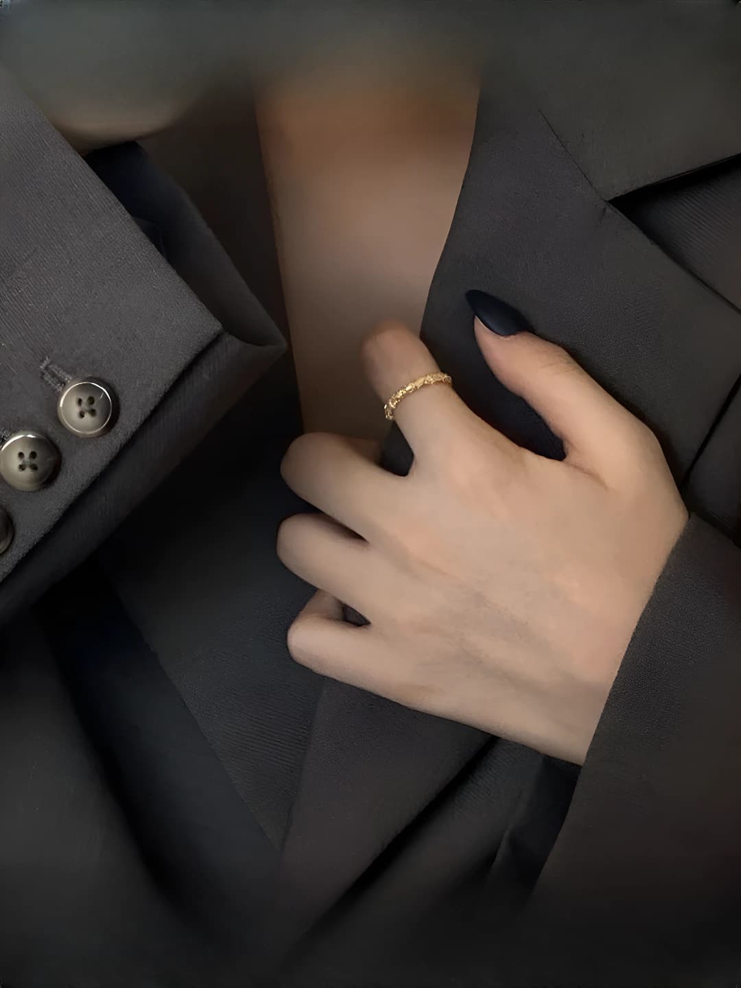 Matte gold geometric ring in Korean style for women