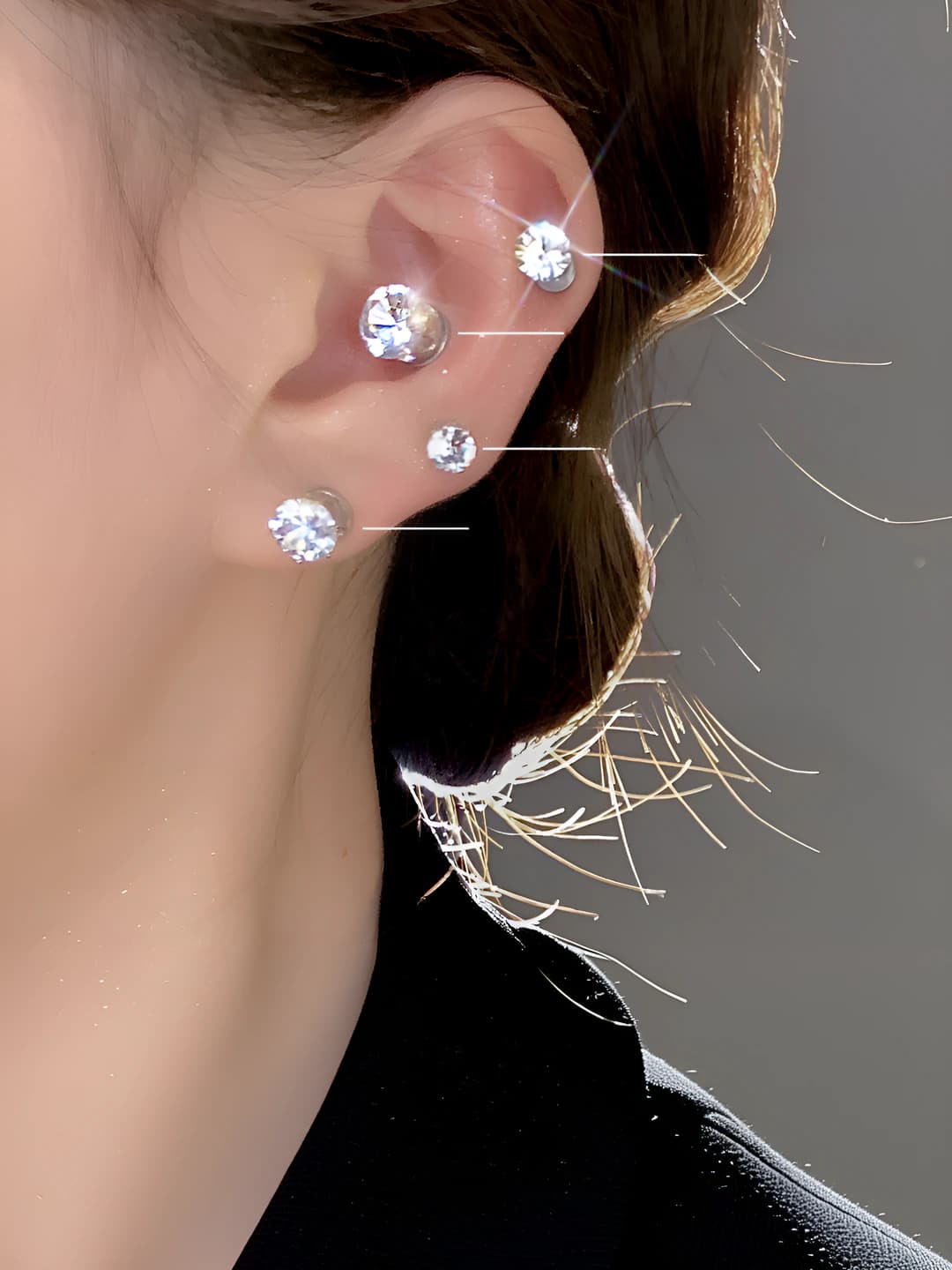 Women's magnetic ear clips in Korean style with zircon and star design element