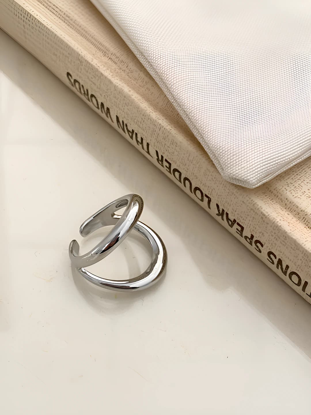 Silver, large, open, double-layer