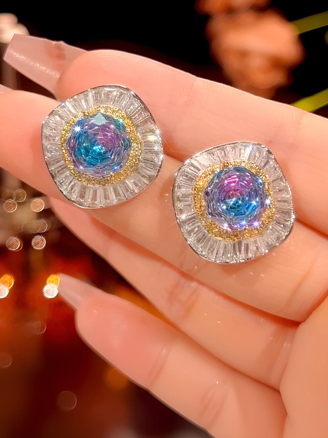 Light blue stud earrings