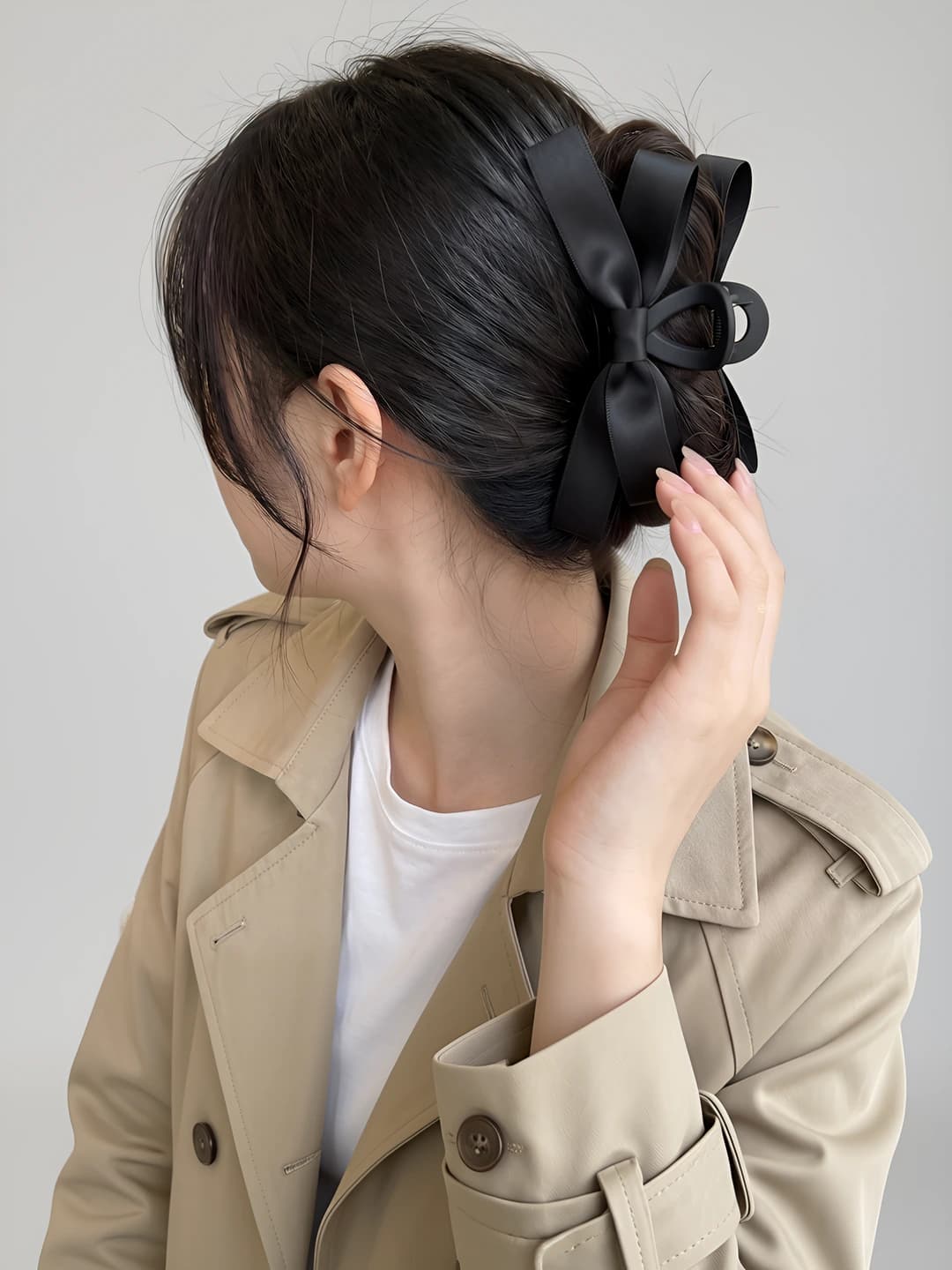 2# Black matte bow clip 13 cm