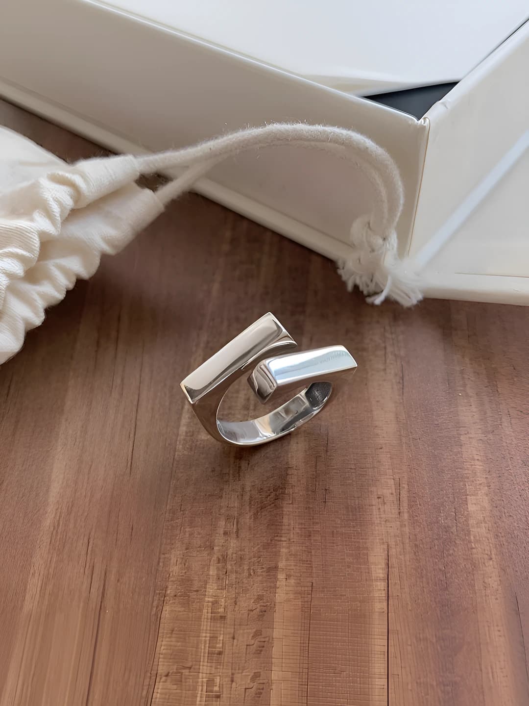Women's Korean style geometric rectangular open ring, copper, design element in individual style