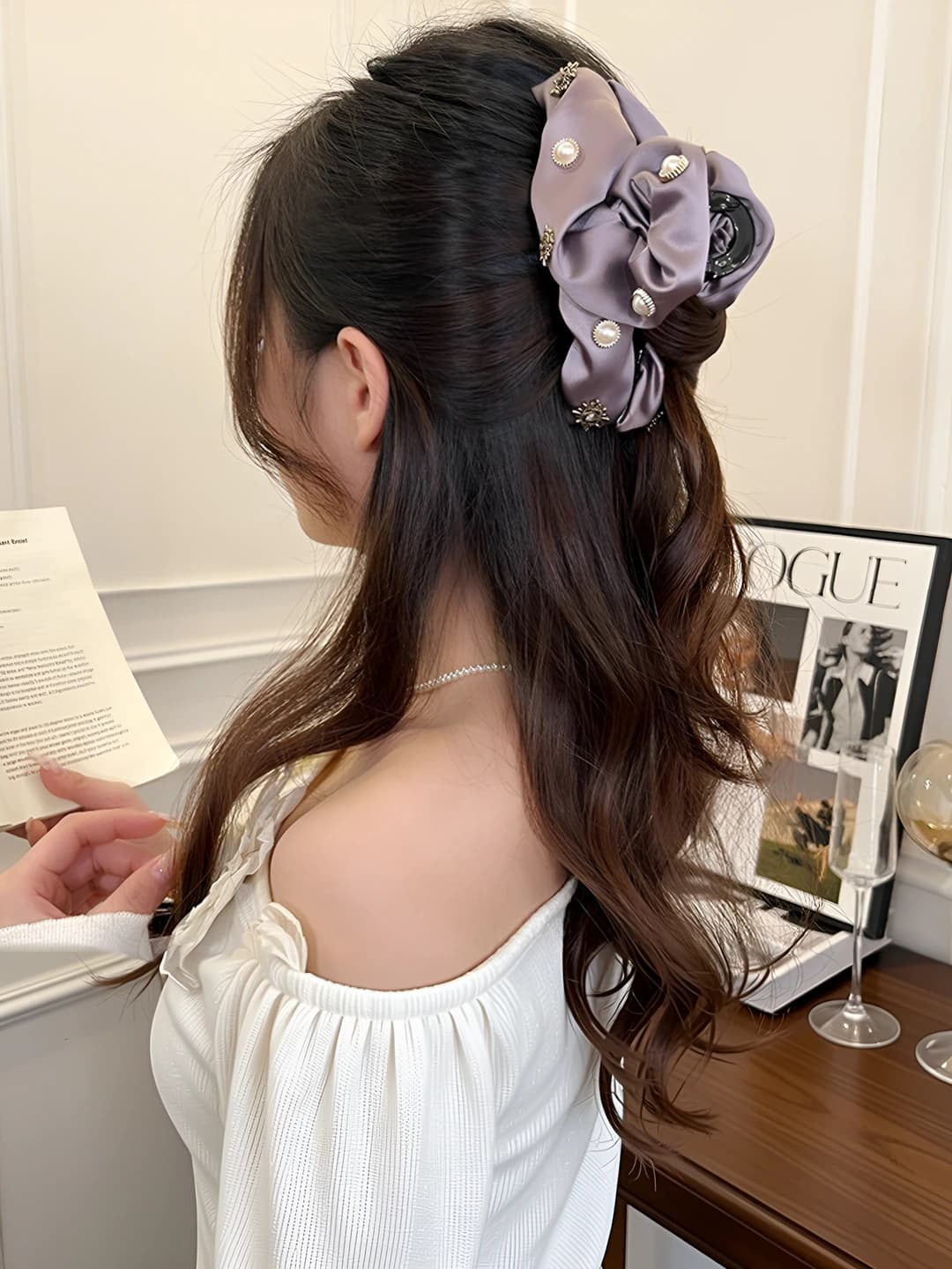 2# Ruffled cloud claw clip, 13 cm