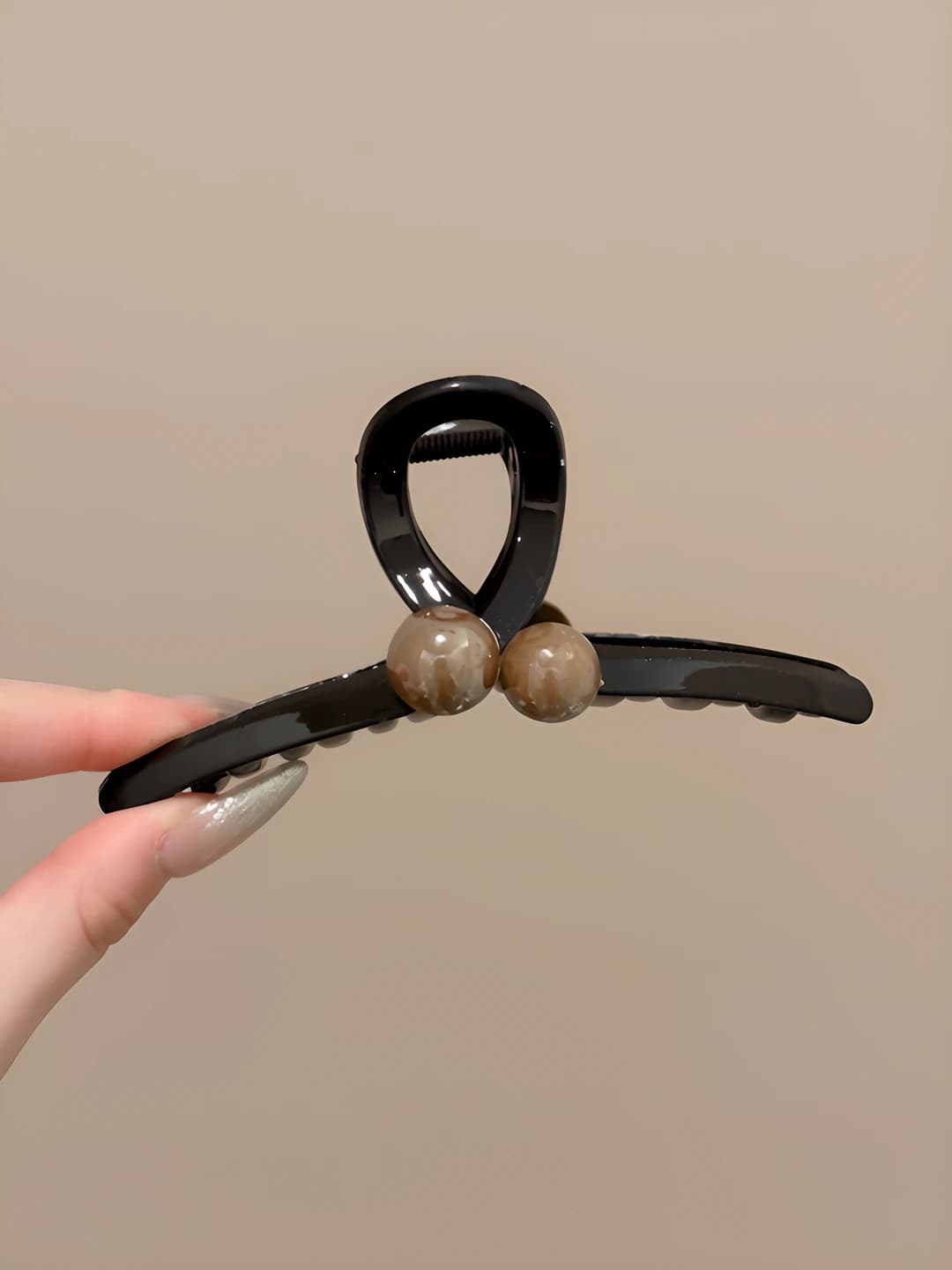 [Cross double pearl] Approx 13 cm chocolate brown