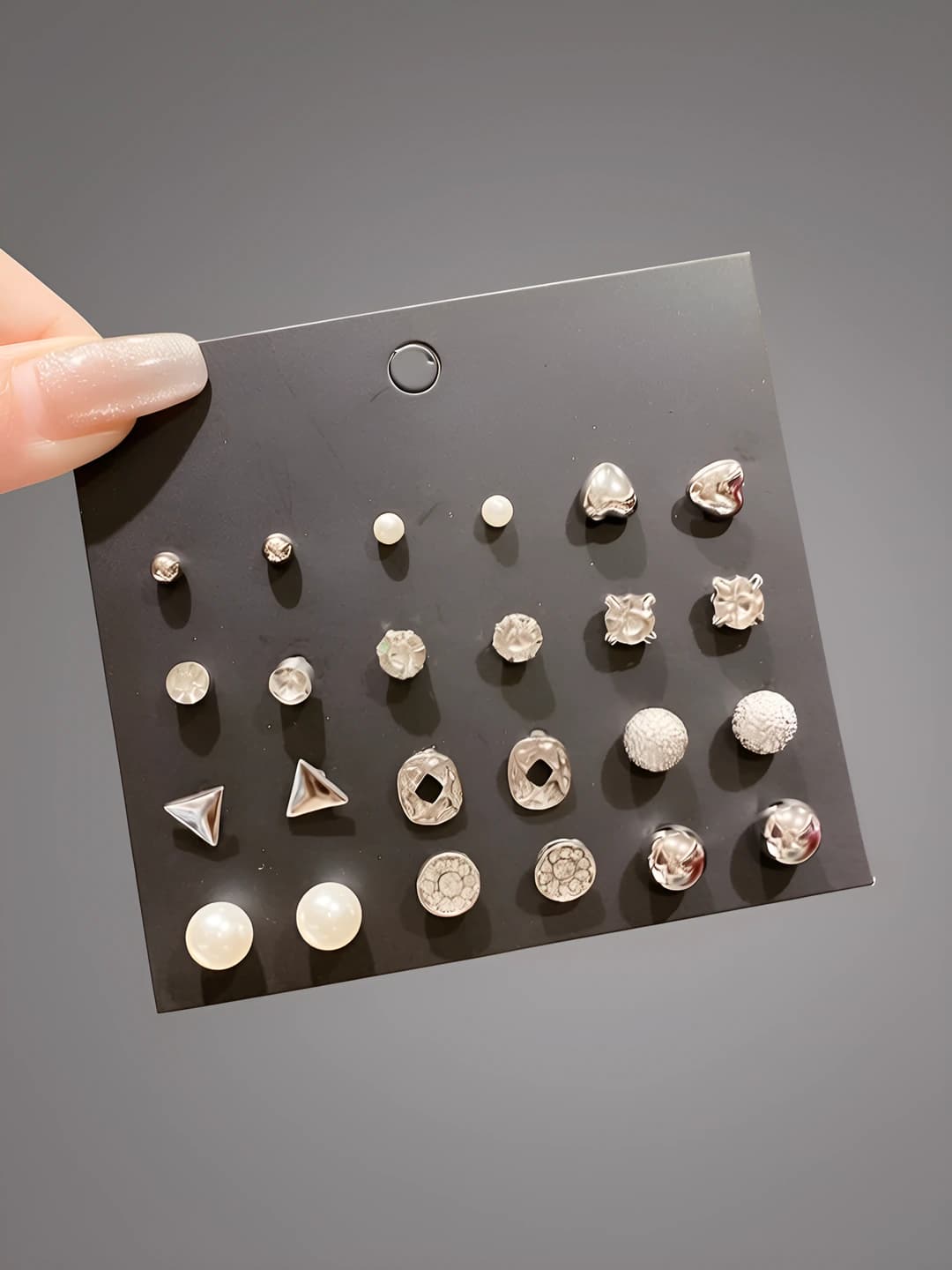 12-piece earring set, silver