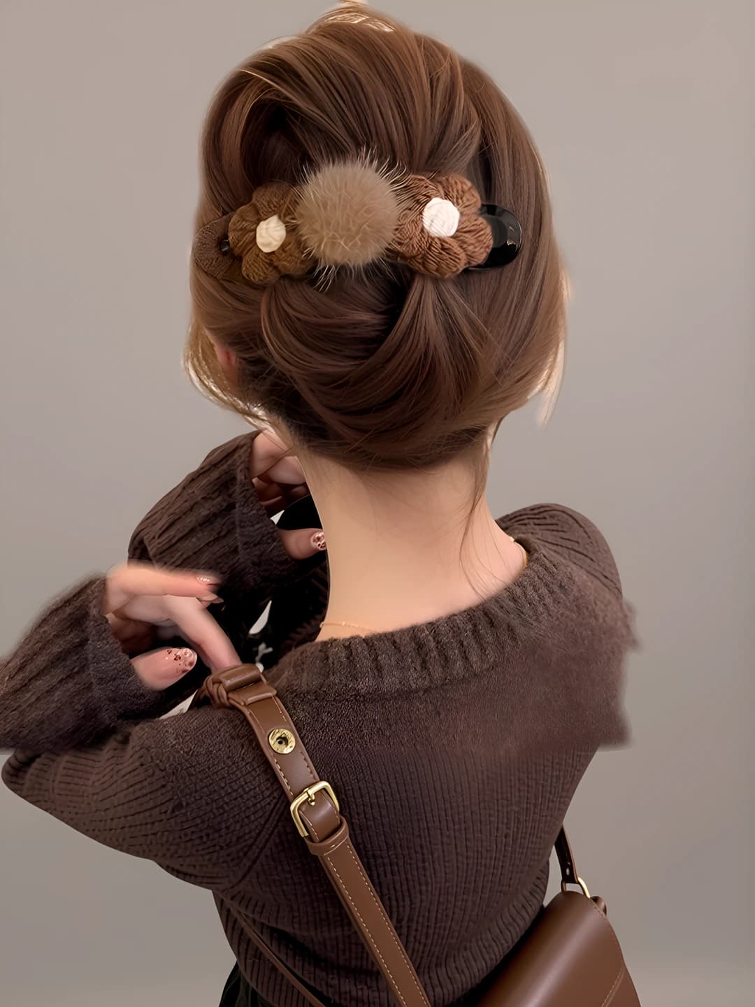4# Dark coffee small flower duck clip 11 cm