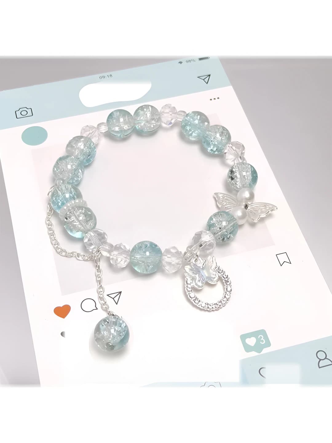 Crystal butterfly bracelet blue